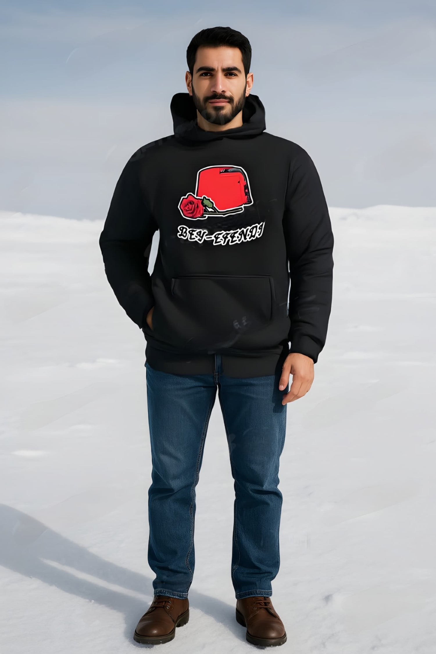 Explore the Fez N’ Rose Bey-Efendi Islamic hoodie for men. Features Ottoman calligraphy, modest fit, and premium fleece comfort for year-round wear.