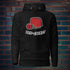 Front view of Fez N’ Rose hoodie with Ottoman calligraphy design